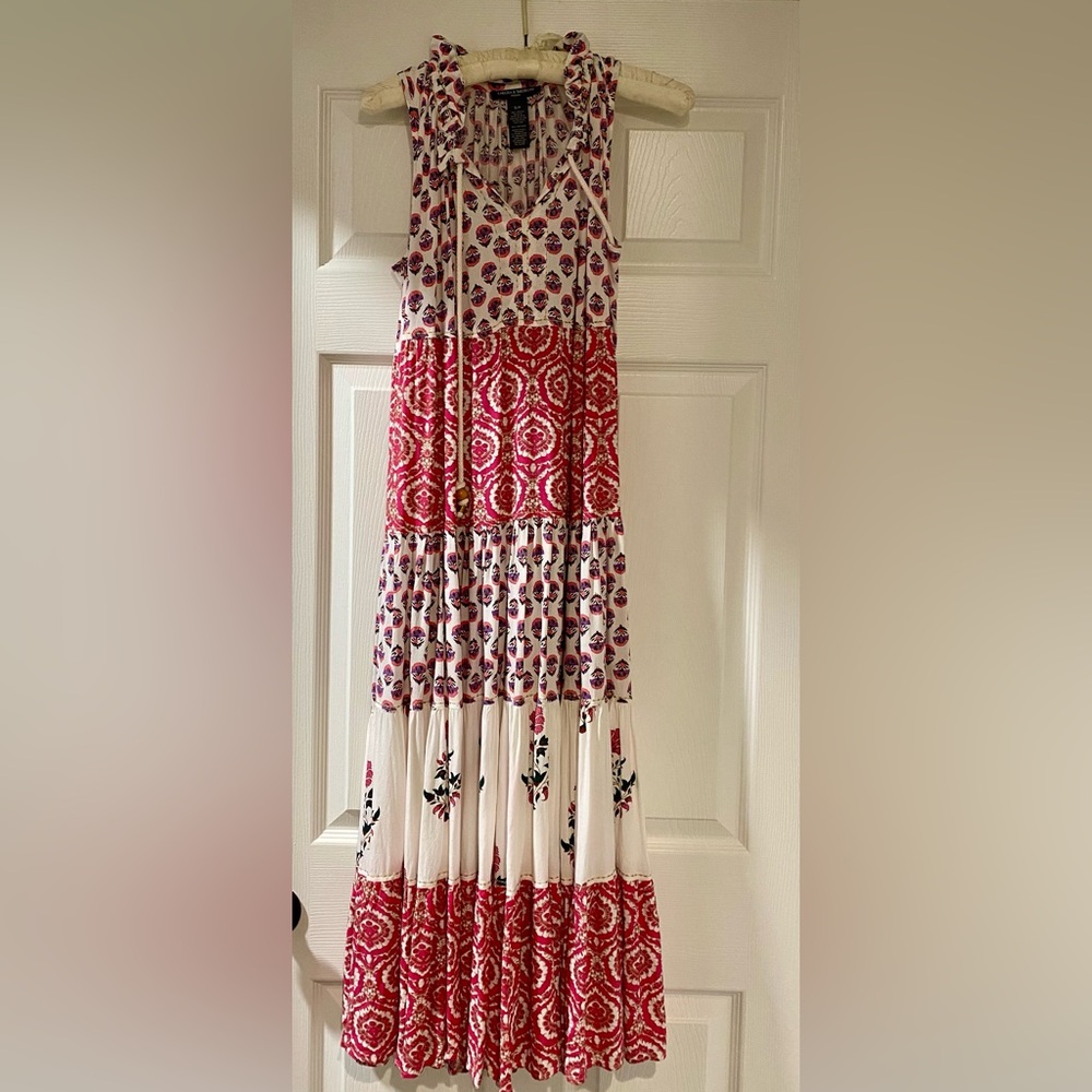 Chelsea & Theodore Red and White Maxi Skirt